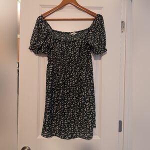 Iris Dark Green Floral Mini Dress